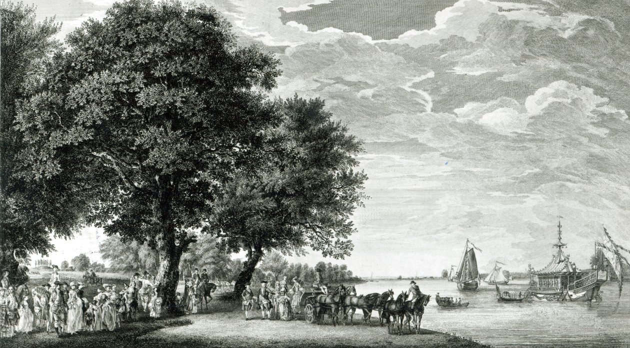 Ansicht der Nordseite des Virginia-Flusses in der Nähe von Manour Lodge von Paul Sandby