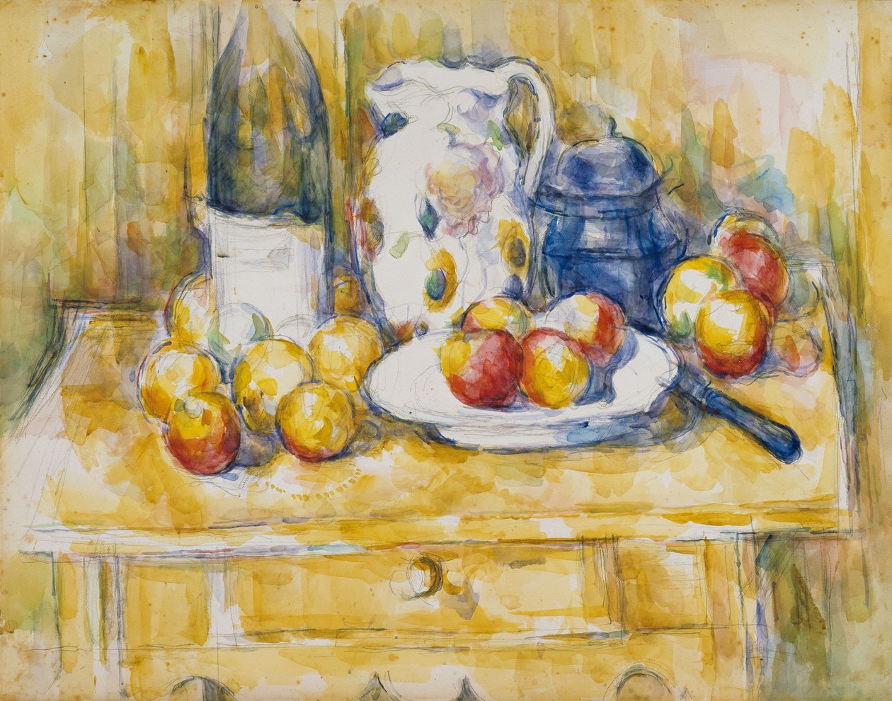 Stillleben mit Äpfeln auf einem Sideboard von Paul Cézanne
