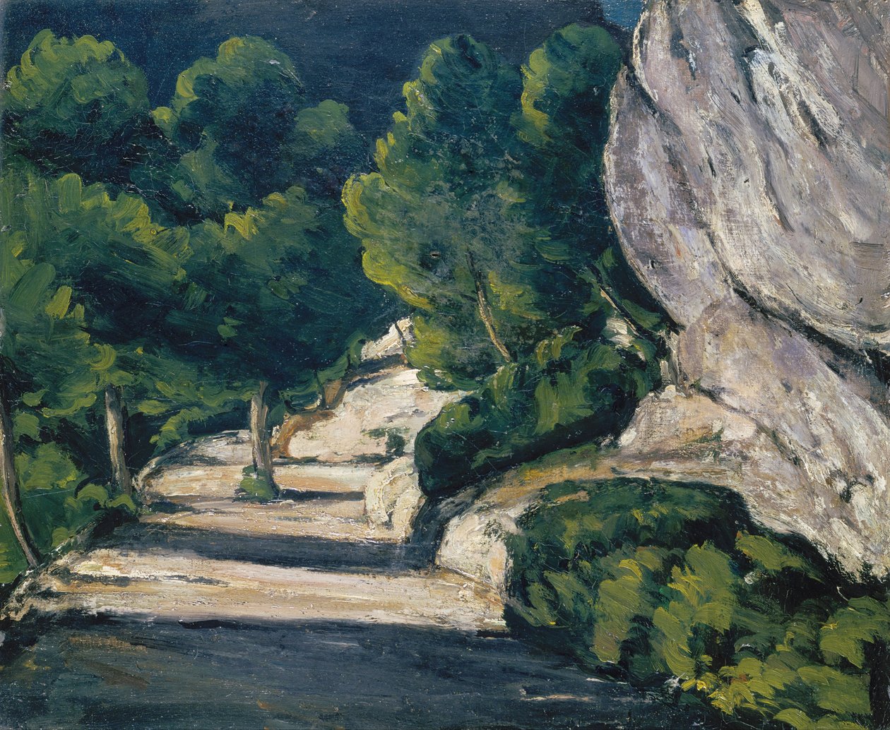 Landschaft. Straße mit Bäumen in den Rocky Mountains von Paul Cézanne