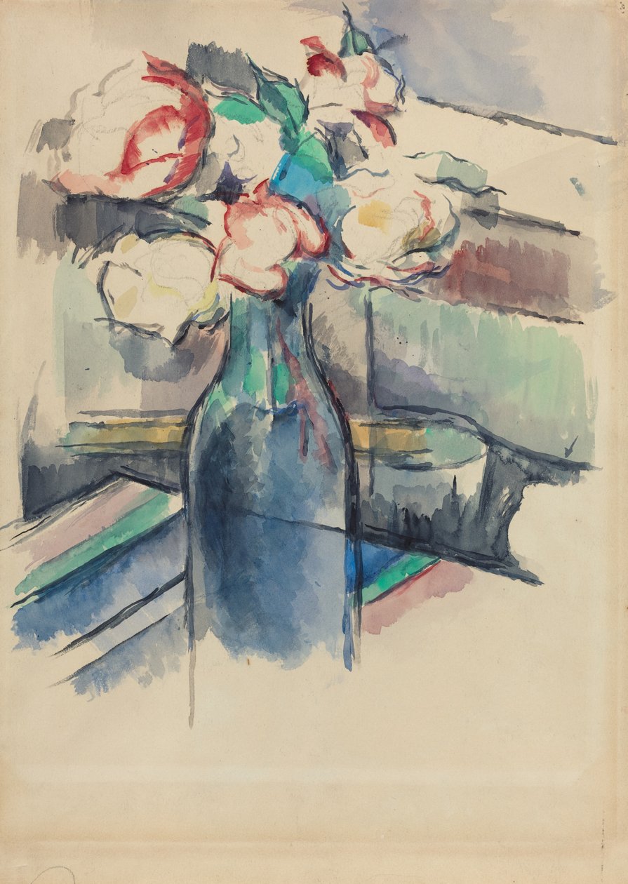Rosen in einer Flasche von Paul Cézanne