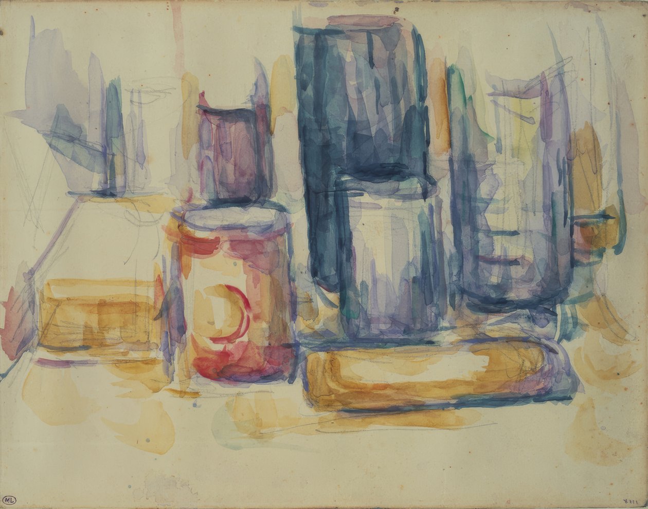 Küchentisch: Töpfe und Flaschen von Paul Cézanne