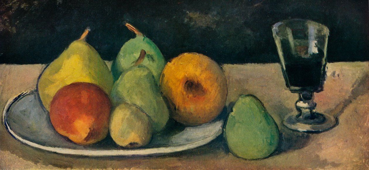 Glas und Birnen, 1879-80 von Paul Cézanne