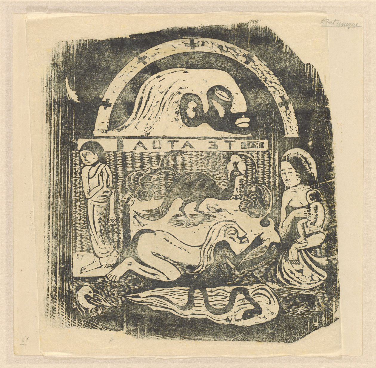 Te Atua (Die Götter) Kleine Platte [recto] von Paul Gauguin