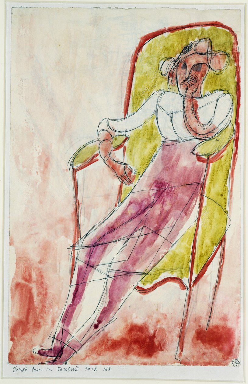 Junge Frau in einem Sessel von Paul Klee