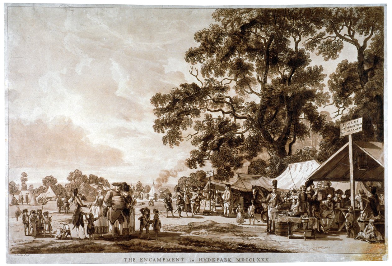Armeelager im Hyde Park, London von Paul Sandby