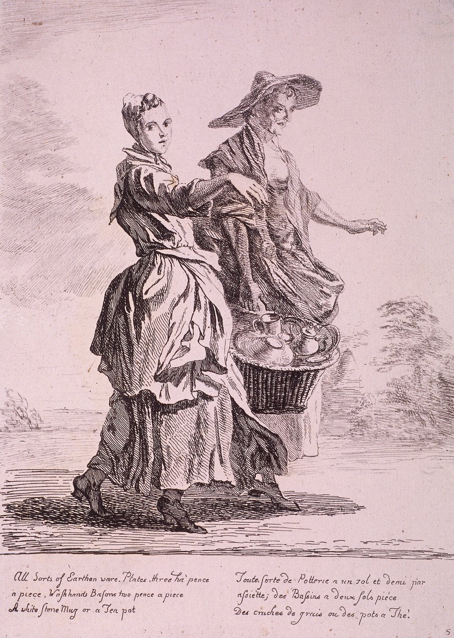 Zwei Geschirrverkäufer, Rufe von London, 1760 von Paul Sandby