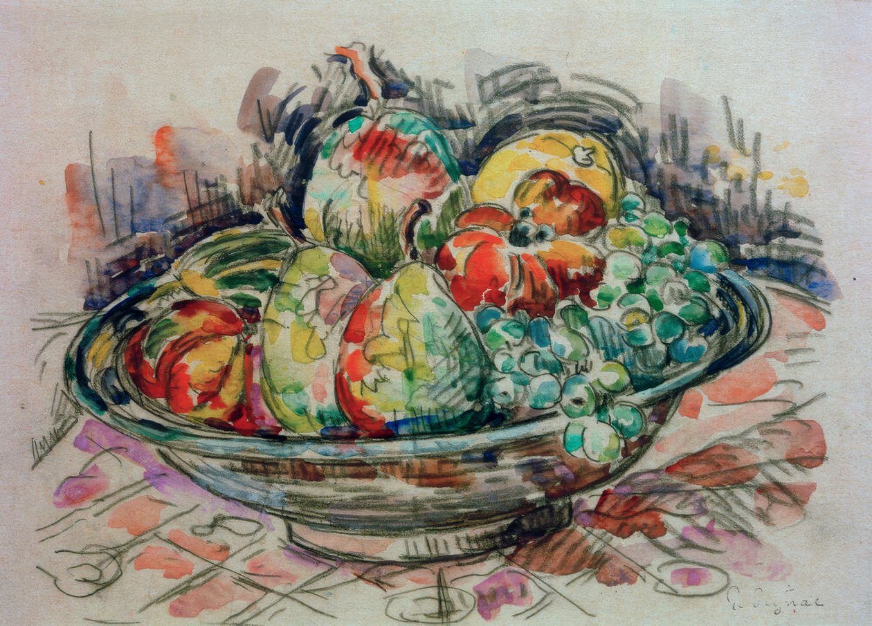 Stillleben mit Obstschale von Paul Signac