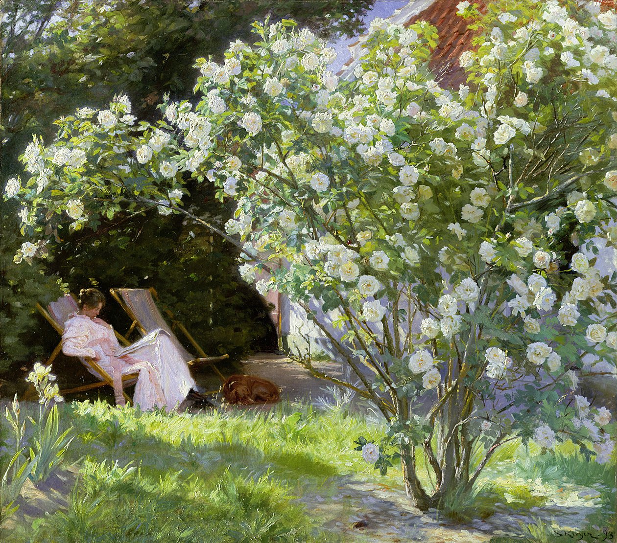 Rosen, oder Die Frau des Künstlers im Garten von Skagen von Peder Severin Krøyer
