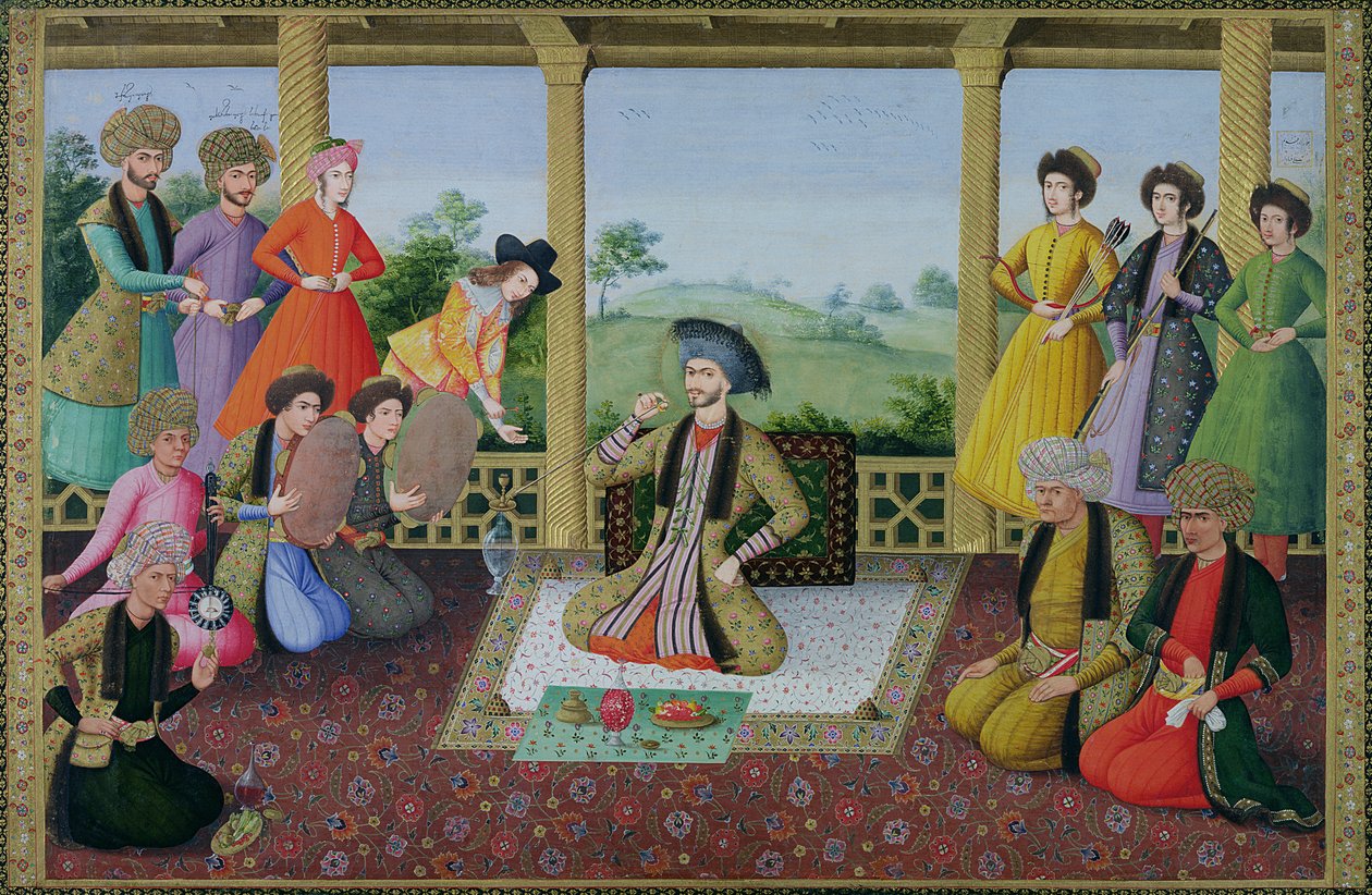 Ms E-14 f.98a Schah Suleyman II (1641-91) und seine Höflinge von Persian School