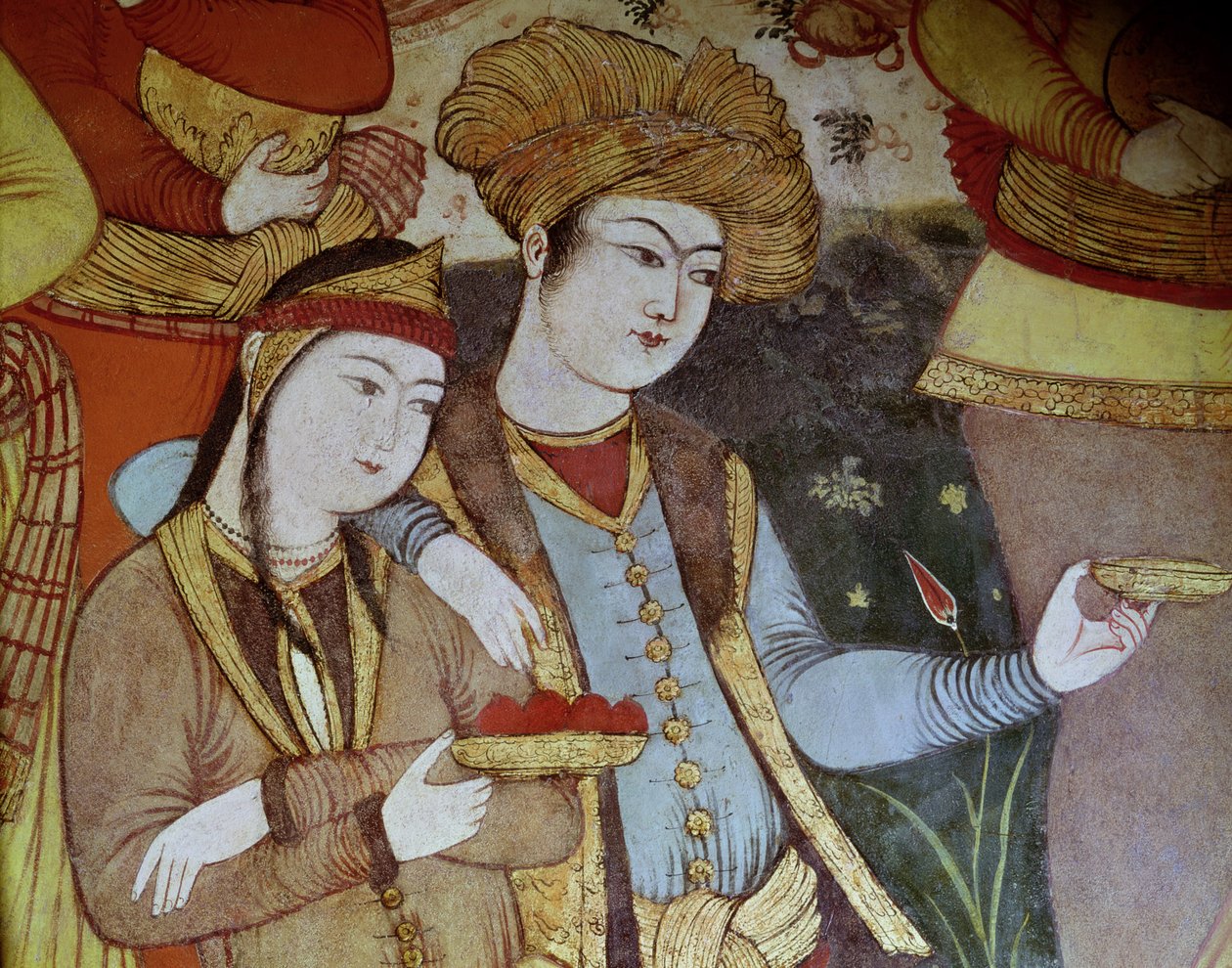 Edle am Hof von Shah Abbas I (1588-1629) (Detail) von Persian School