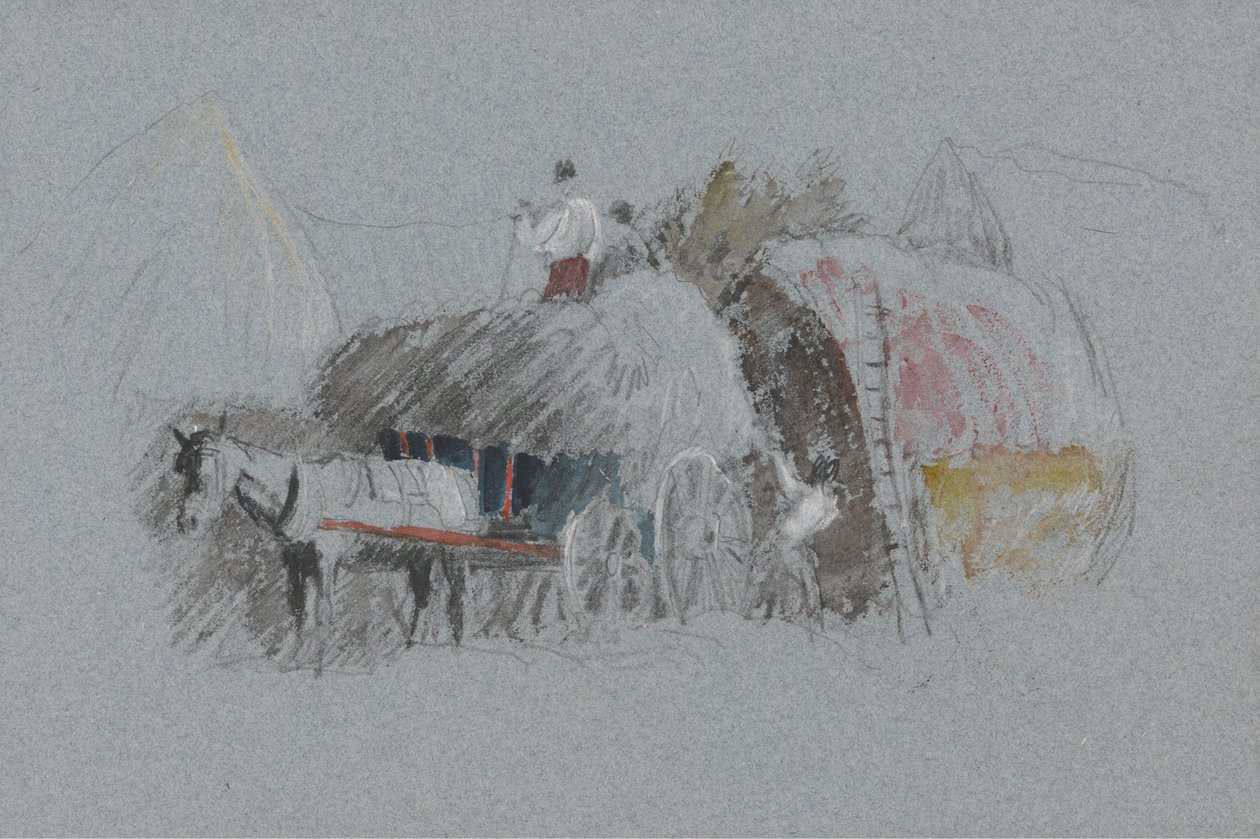 Bau eines Stapels (Studie für Heutransport) von Peter de Wint