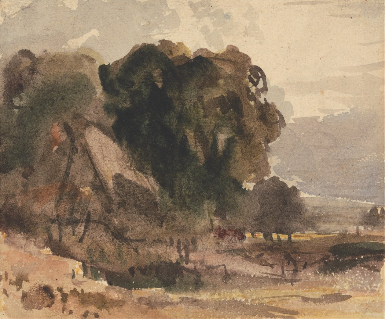 Hütte unter Bäumen von Peter de Wint