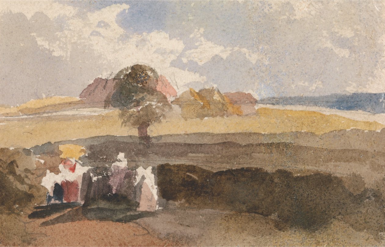 Landschaftsskizze mit Figuren im Vordergrund von Peter de Wint