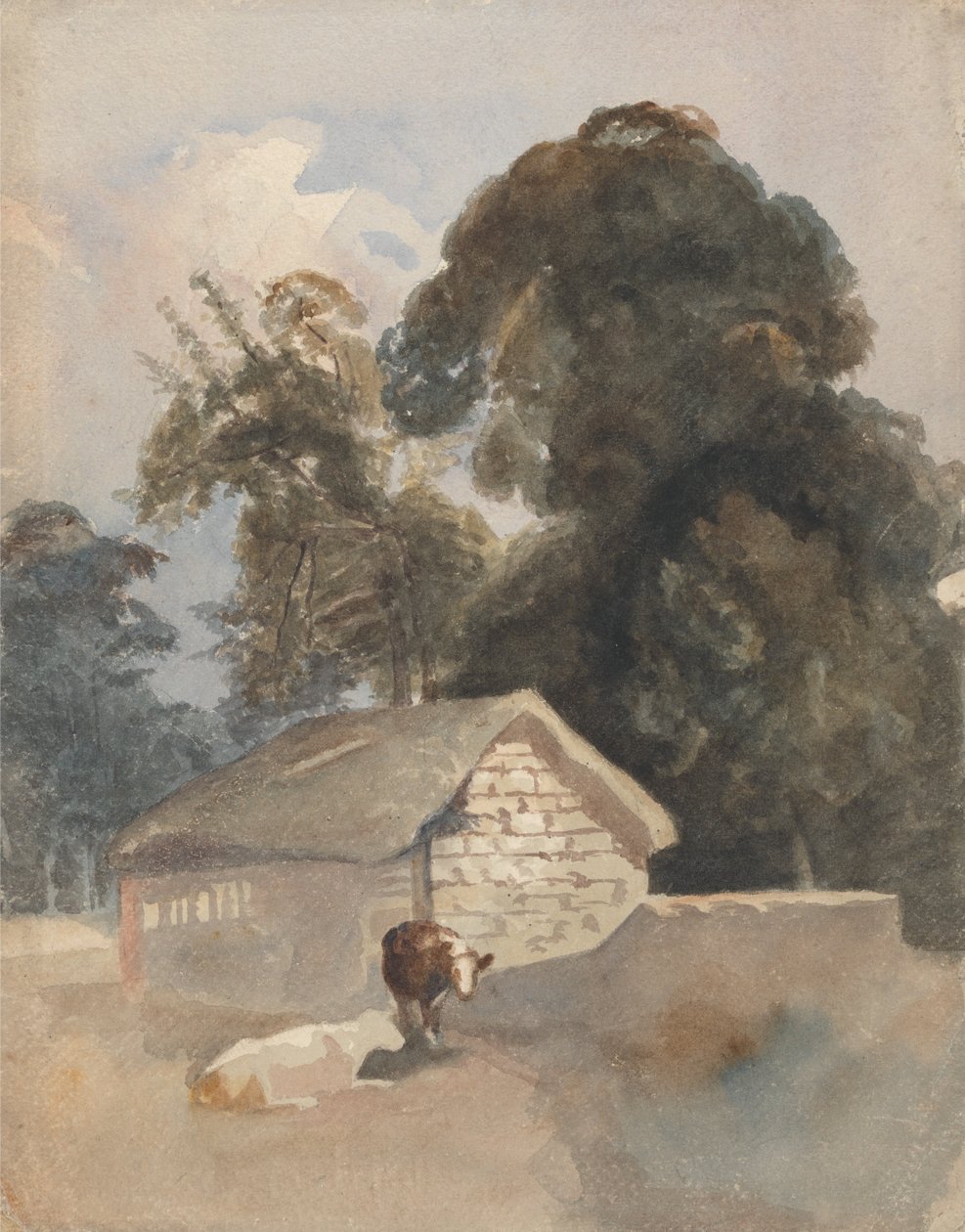 Landschaft mit Kühen und Scheune von Peter de Wint