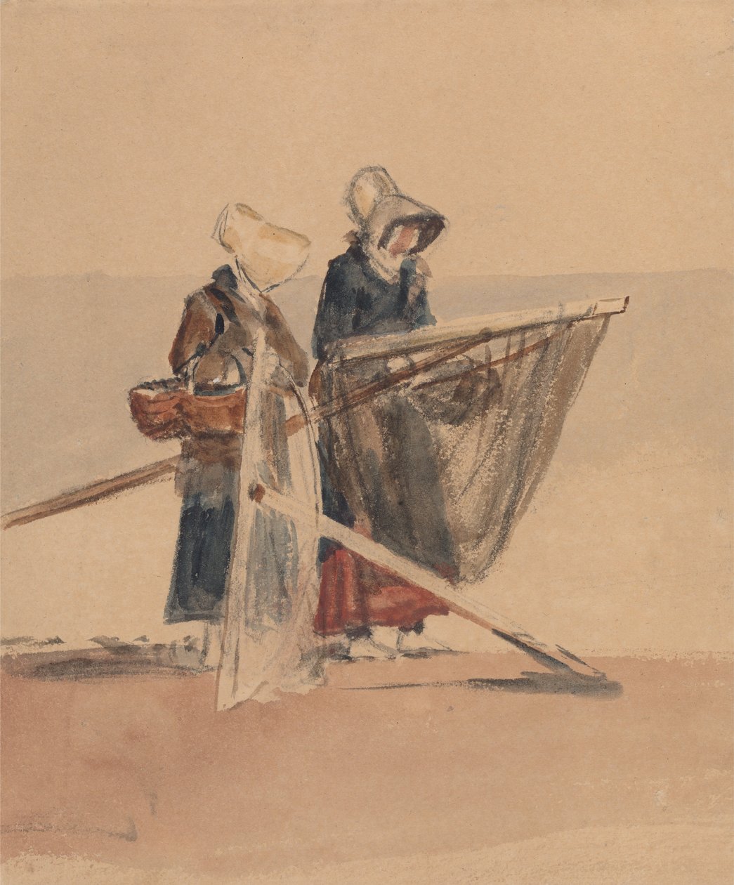 Zwei Mädchen mit Garnelennetzen von Peter de Wint