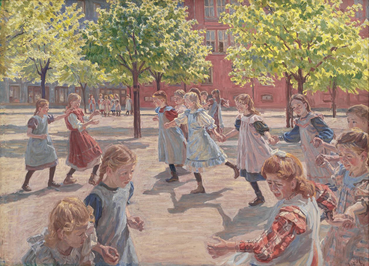 Spielende Kinder, Enghave Platz von Peter Marius Hansen