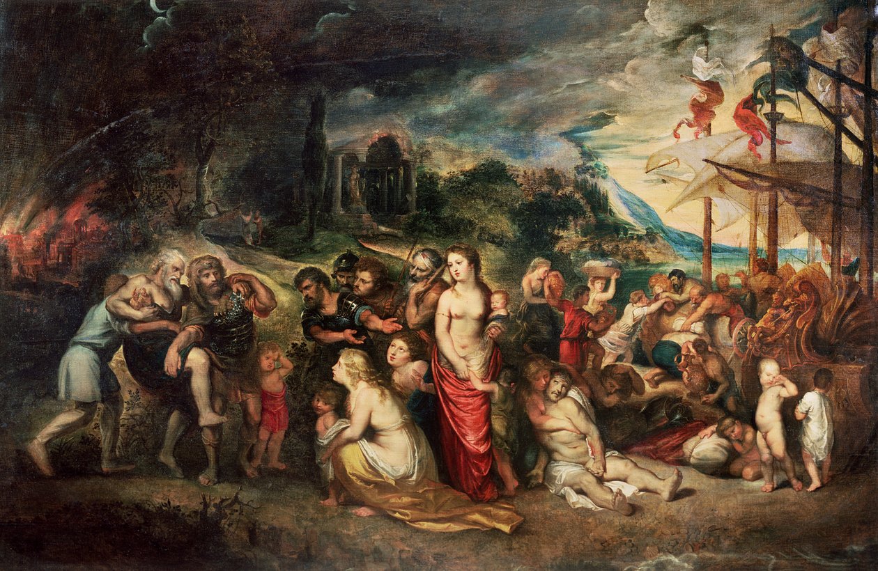 Aeneas bereitet sich darauf vor, die Trojaner ins Exil zu führen, ca. 1602 von Peter Paul Rubens