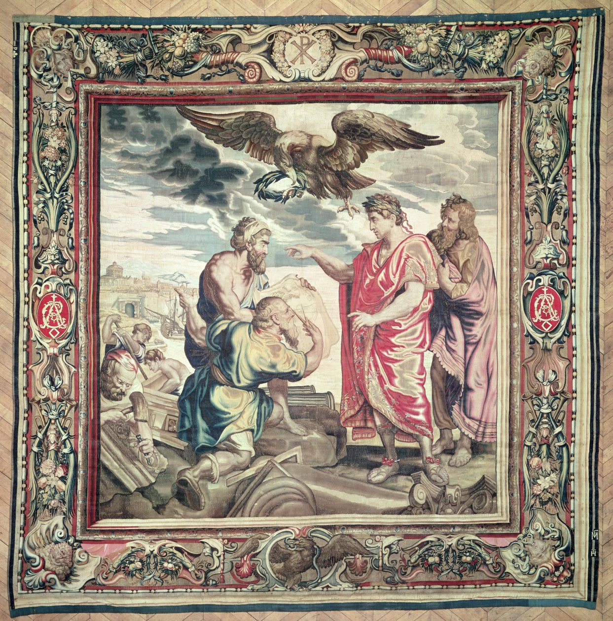 Die Gründung von Konstantinopel, aus der Geschichte von Kaiser Konstantin, von Philippe Maecht und Hans Taye, Ateliers du Faubourg Saint-Marcel, vor 1663 von Peter Paul Rubens