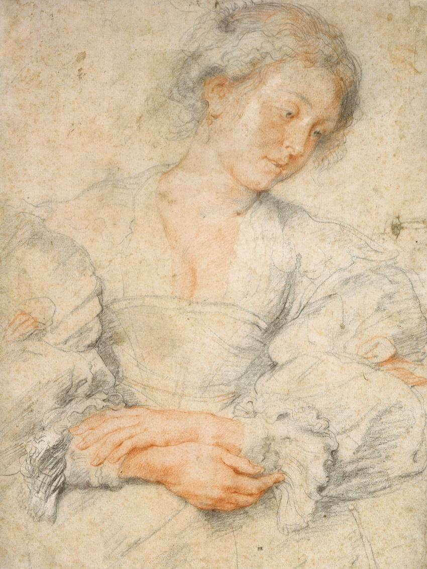 Junge Frau mit gefalteten Händen von Peter Paul Rubens