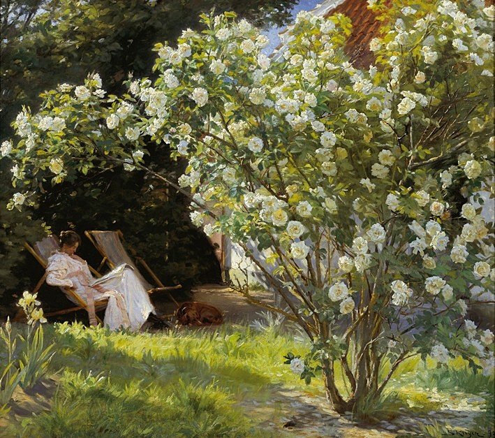 Marie in einem Liegestuhl, lesend von Peder Severin Krøyer