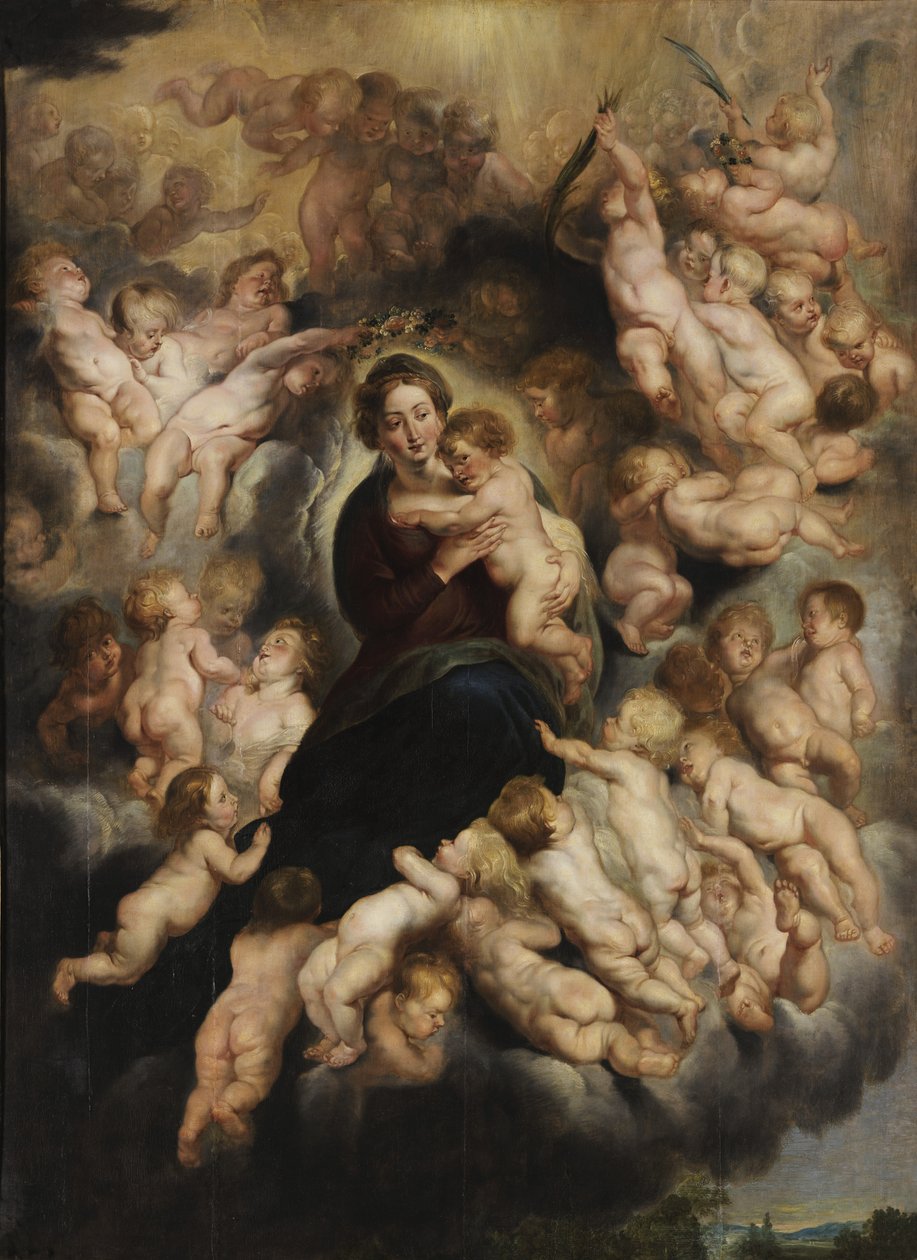 Maria mit Kind im Engelskranz von Peter Paul Rubens