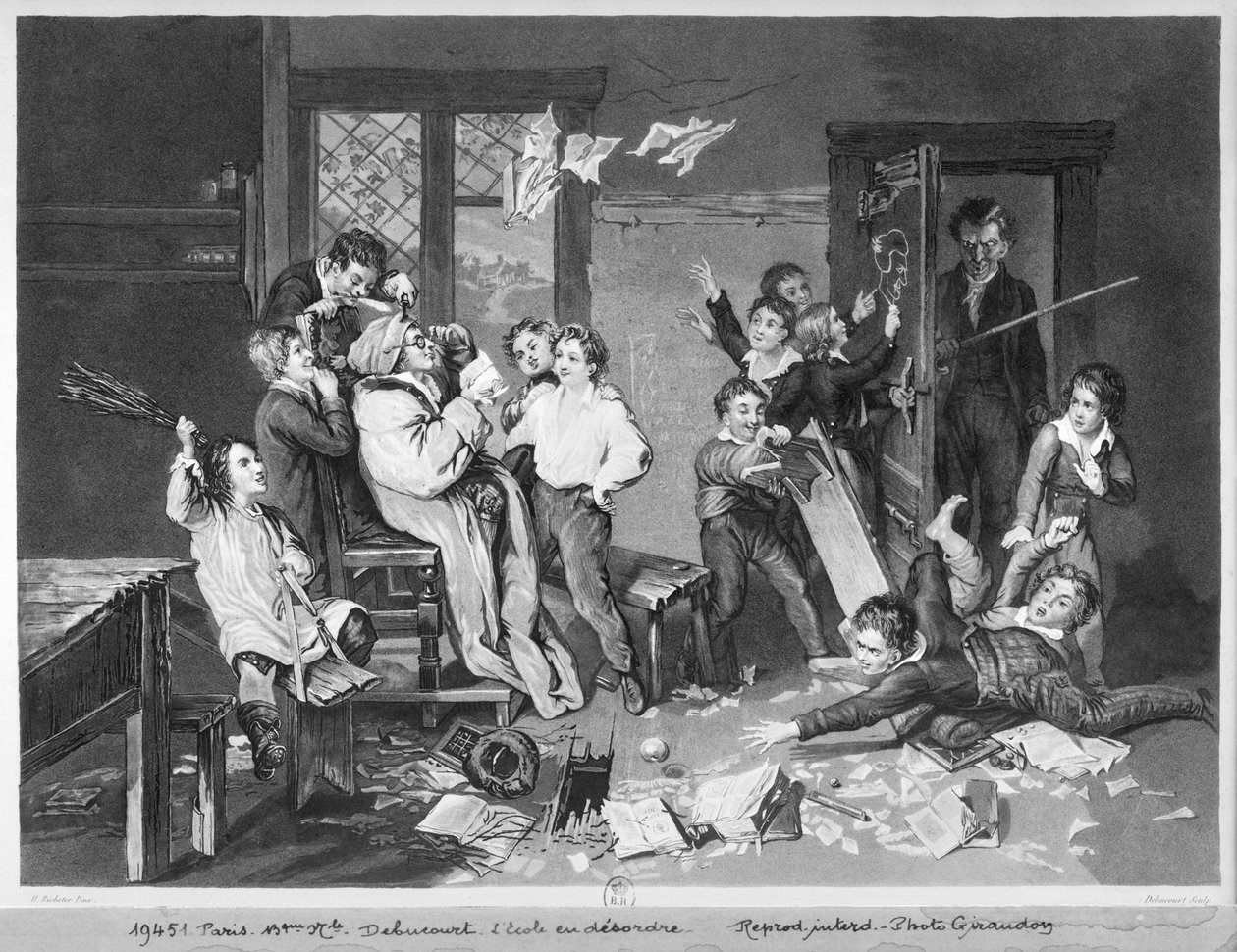 Szene der Unordnung in der Schule von Philibert Louis Debucourt