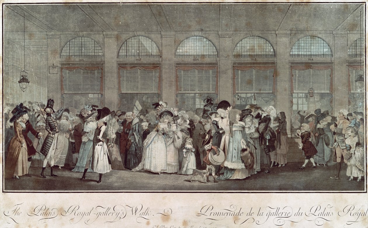 Der Spaziergang in der Galerie des Palais Royal, 1787 von Philibert Louis Debucourt
