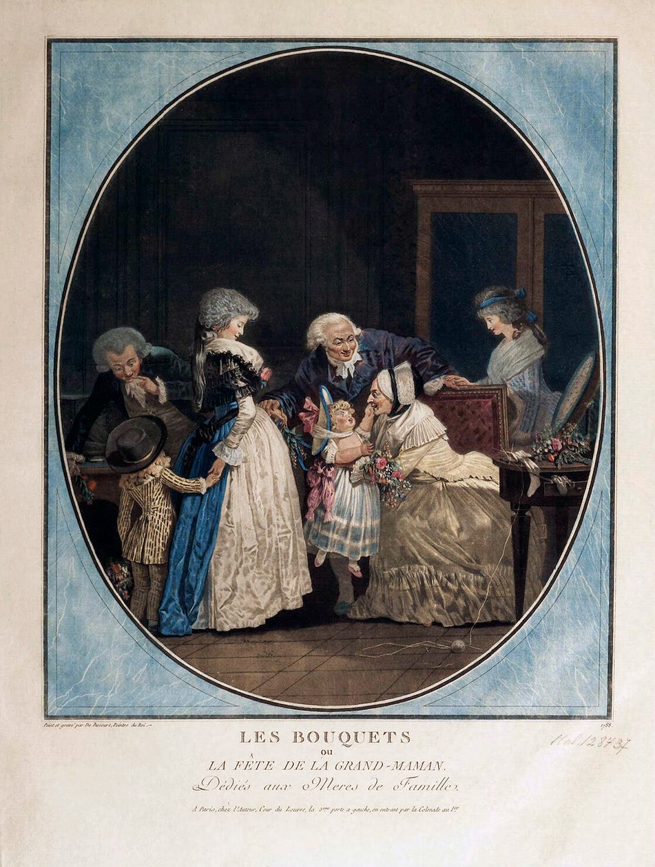 Glückwünsche zum Namenstag der Großmutter, 1788 von Philibert Louis Debucourt