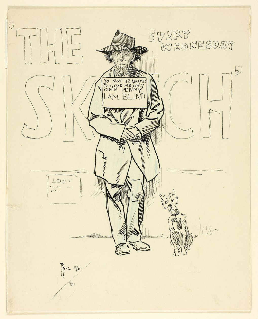 Blinder Bettler und Hund von Philip William May