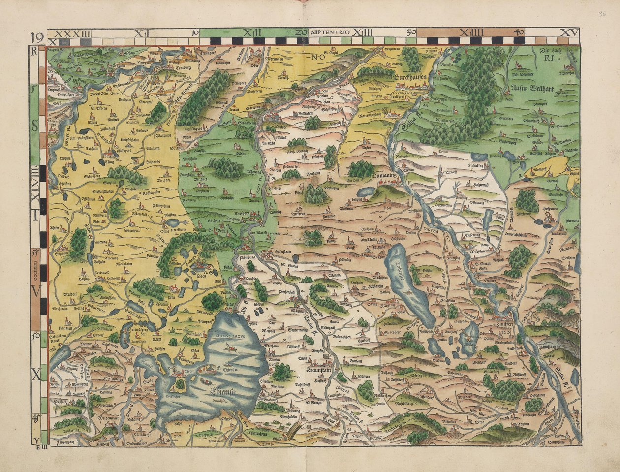 Philipp Apian - Bairische Landtafeln von 1568 (Tafel 19) ca. 1 von Philipp Apian