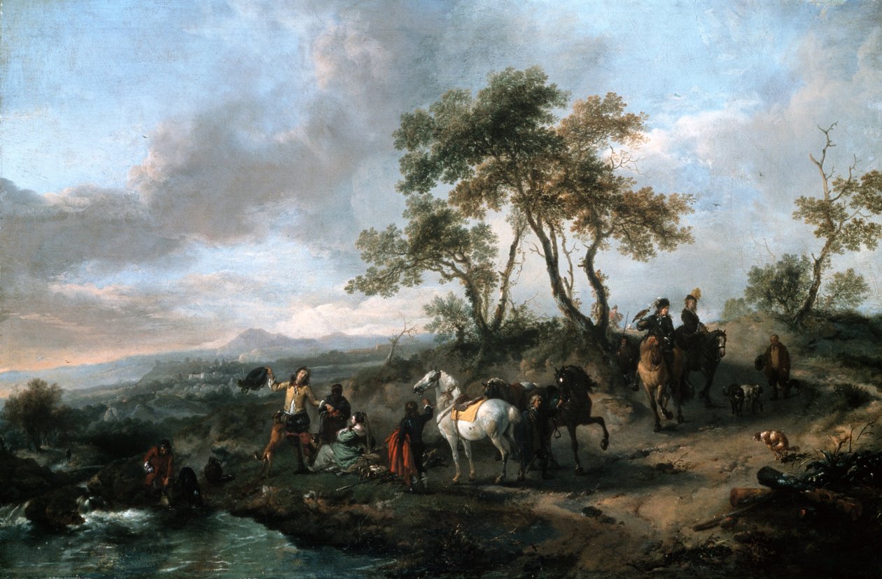Halt einer Jagdgesellschaft von Philips Wouwerman