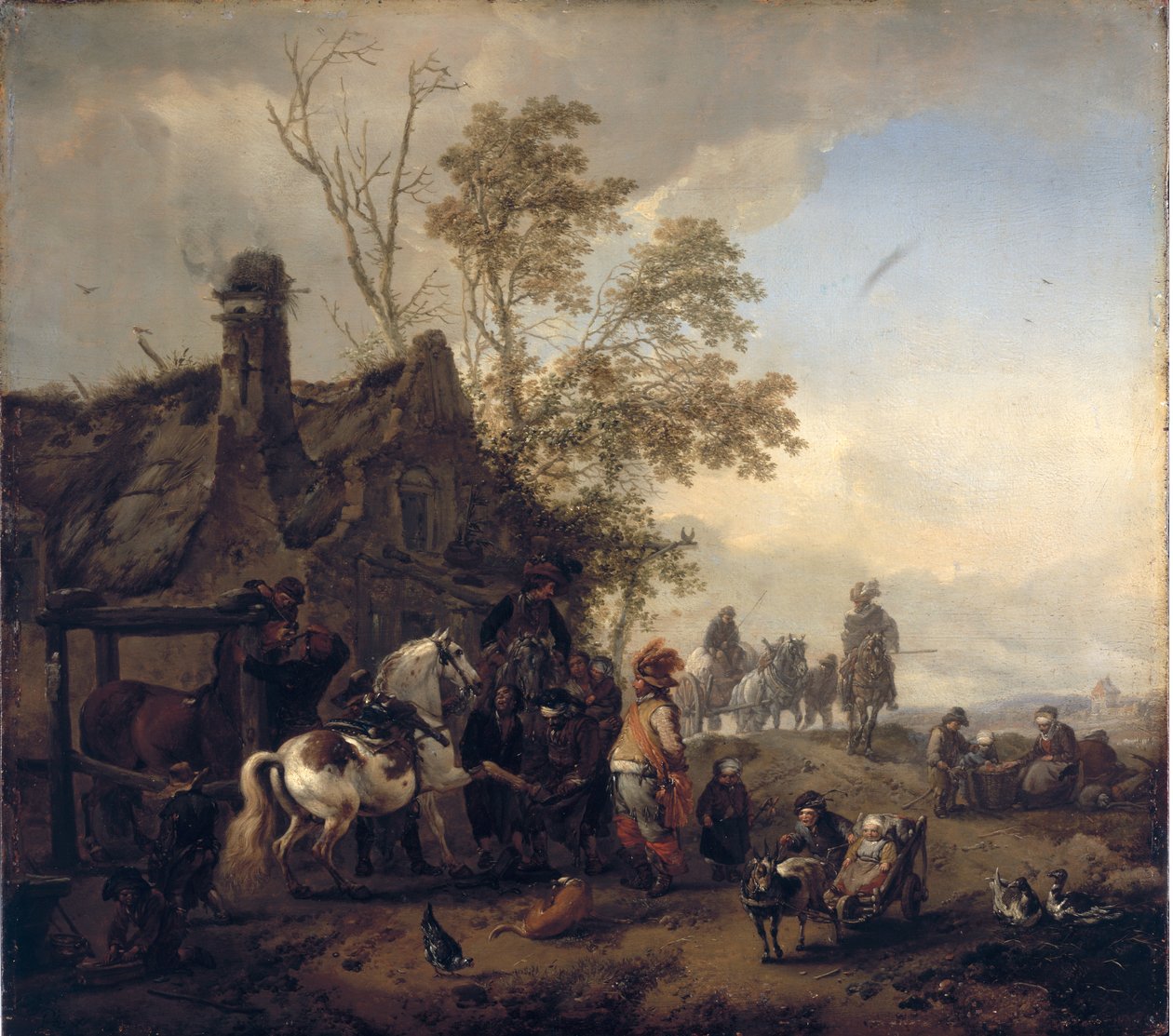 Ein geschecktes Pferd vor der Schmiede von Philips Wouwerman