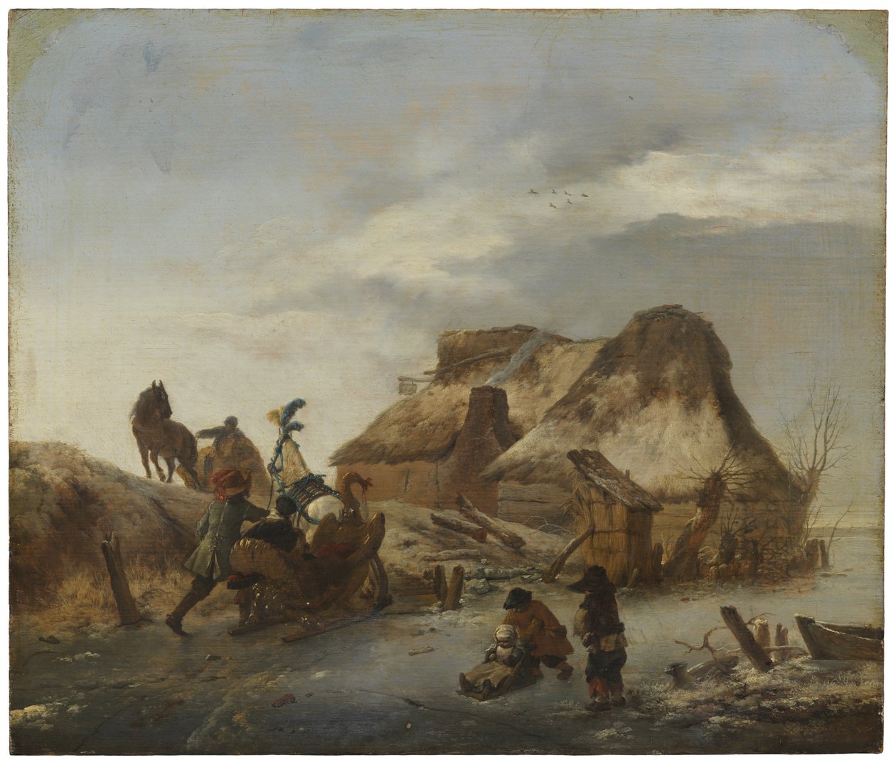 Ein Adliger im Schlitten auf dem Eis, ca. 1646 von Philips Wouwerman