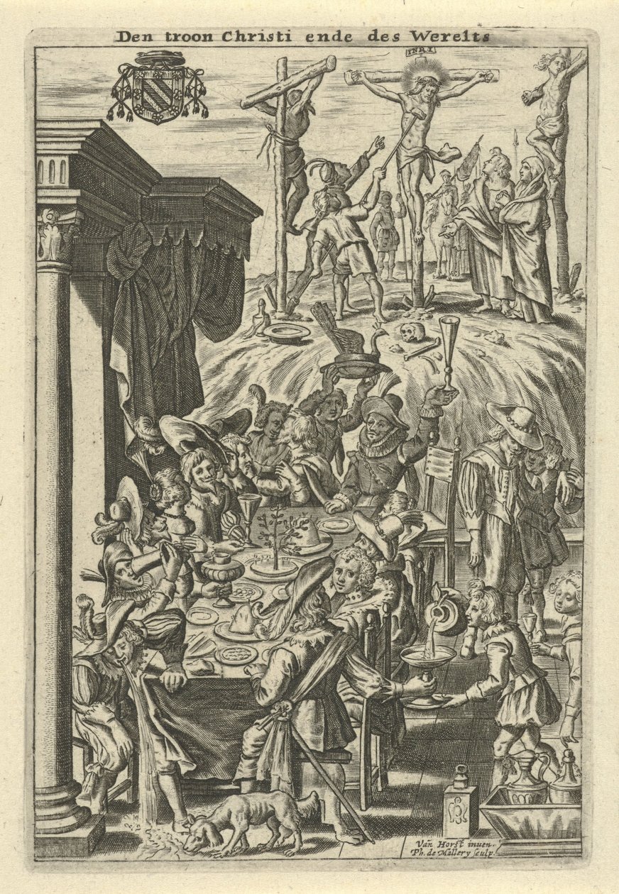 Christus am Kreuz und ein Fest von Philips van Mallery