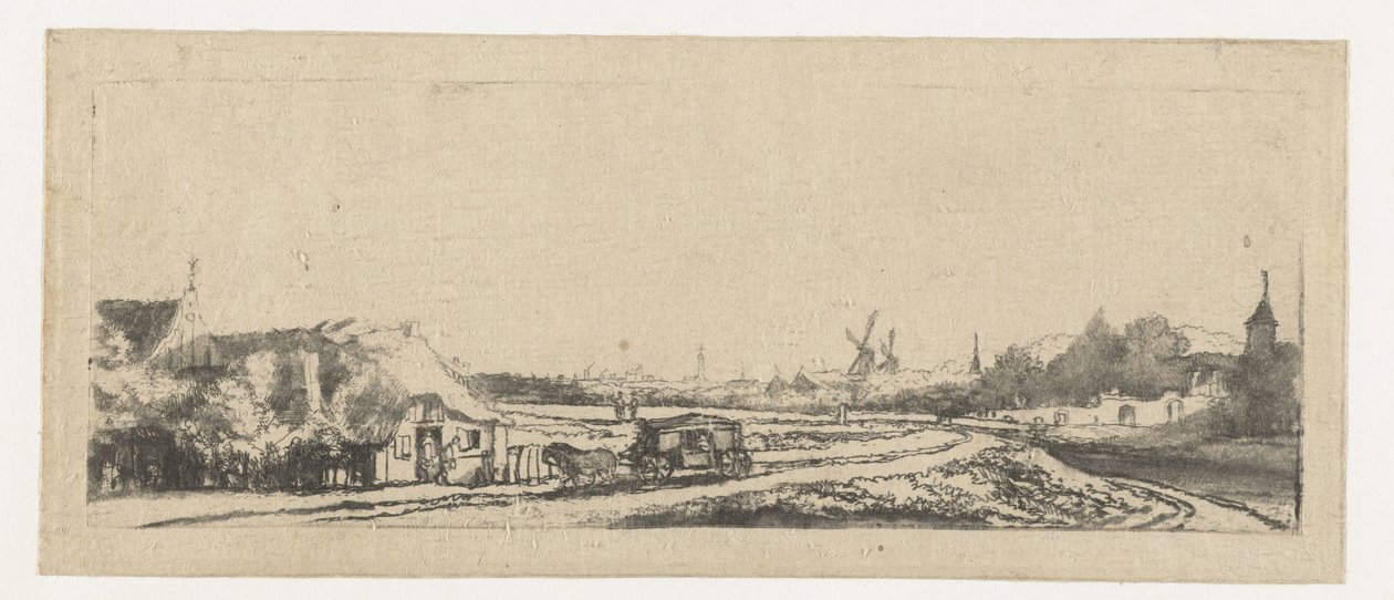 Landschaft mit einer Kutsche von Philips Koninck