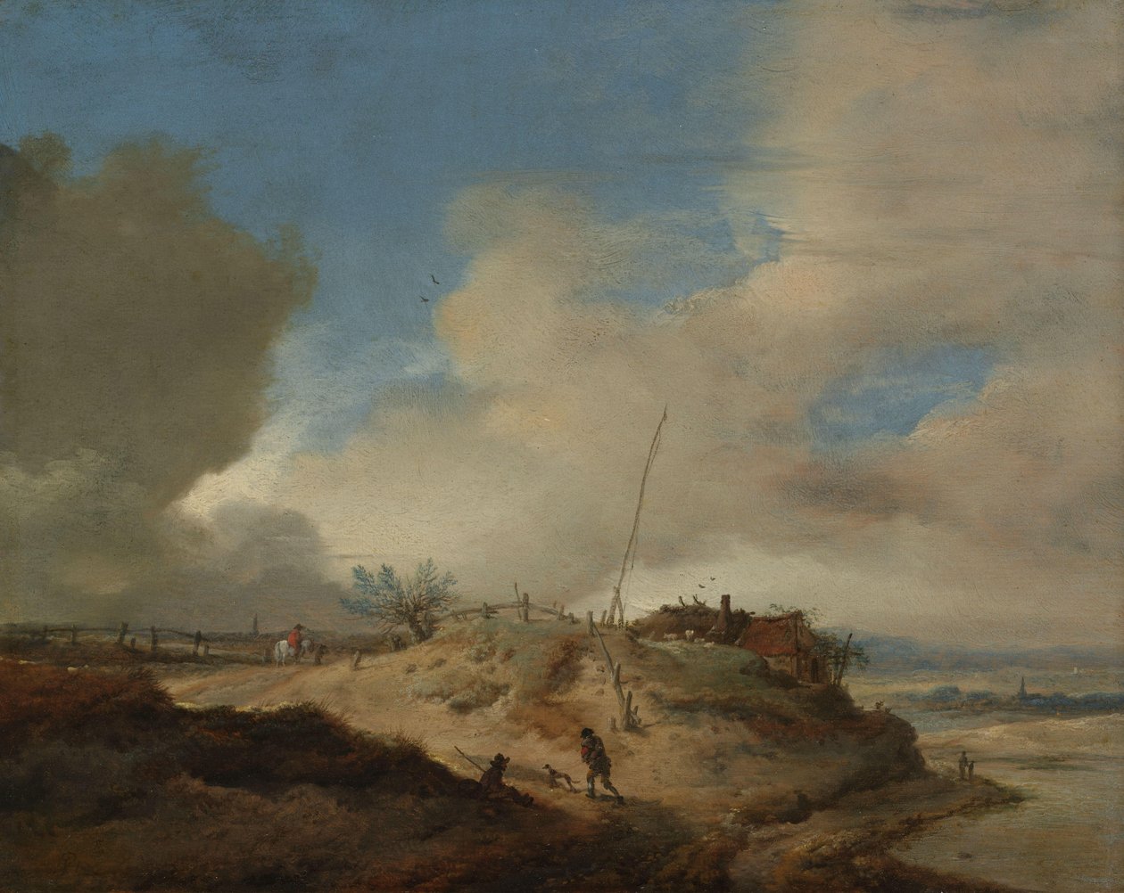Dünenlandschaft mit einem Signalposten von Philips Wouwerman
