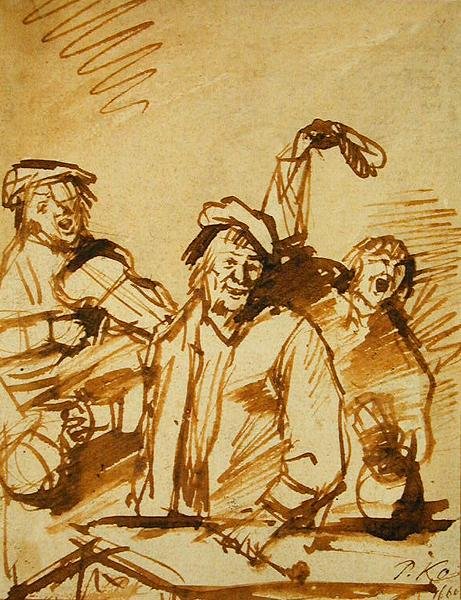 Drei fröhliche junge Männer, 1660 von Phillips de Koninck