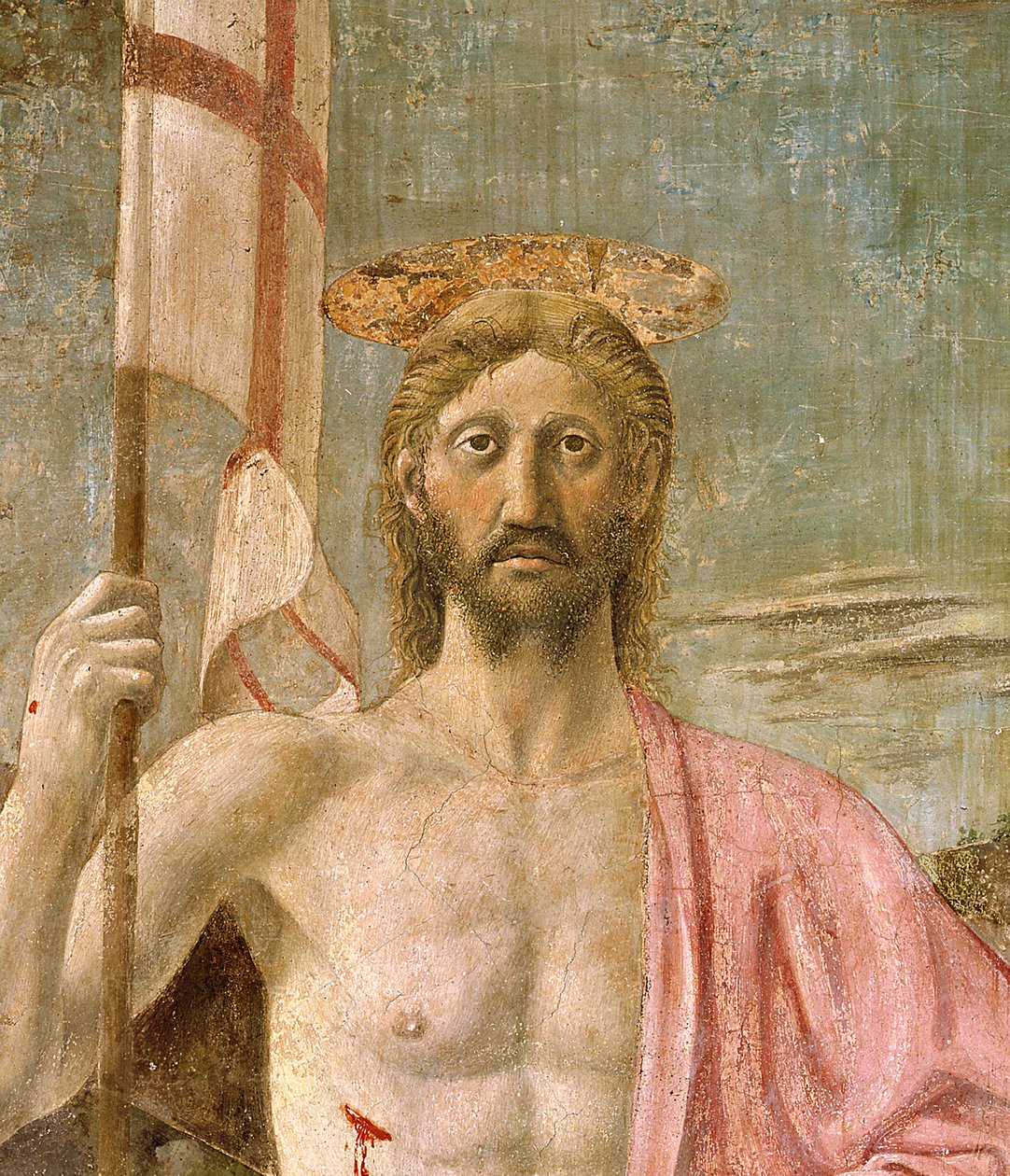 Die Auferstehung, Christus (Detail) von Piero della Francesca