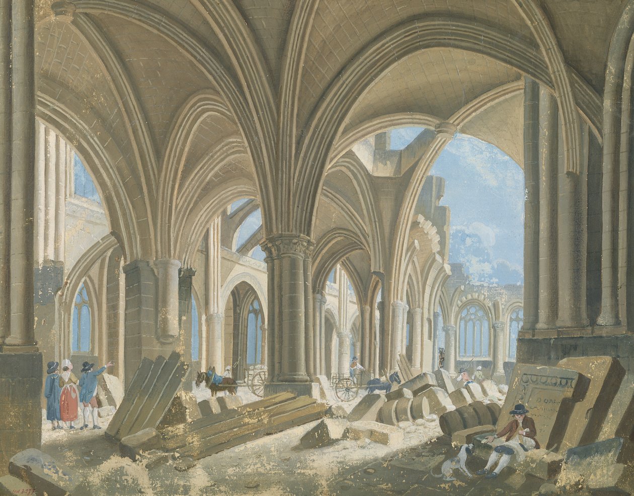 Abriss der Kirche Saint-Jean-en-Greve, ca. 1800 von Pierre Antoine Demachy