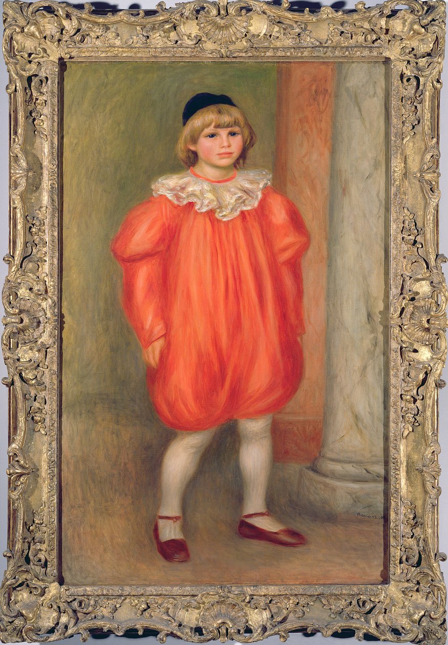 Claude Renoir im Clownkostüm, 1909 von Pierre Auguste Renoir