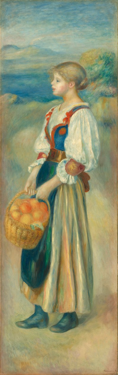 Mädchen mit einem Korb Orangen, ca. 1889 von Pierre Auguste Renoir