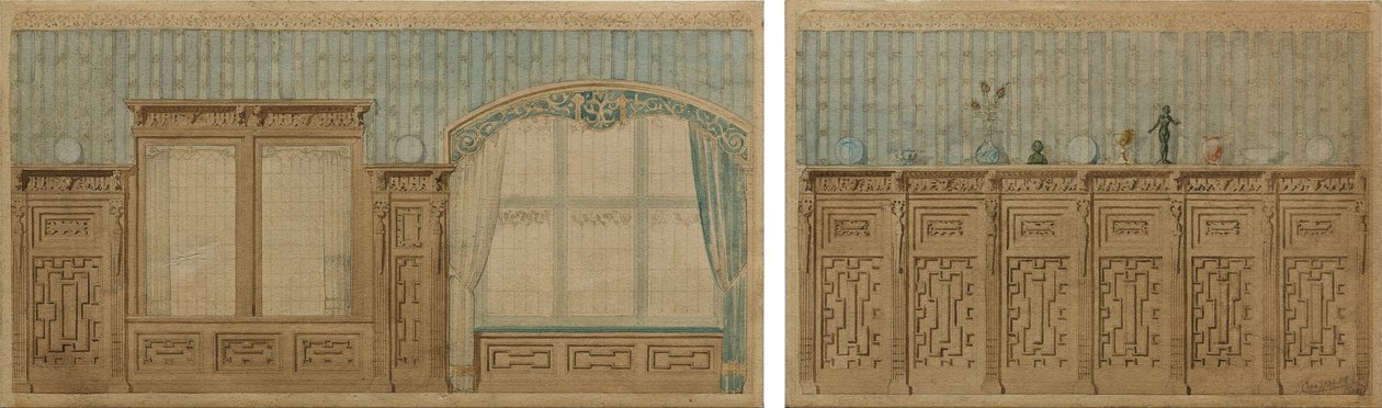 Entwurf für zwei Räume im Kasteel De Haar von Pierre Cuypers