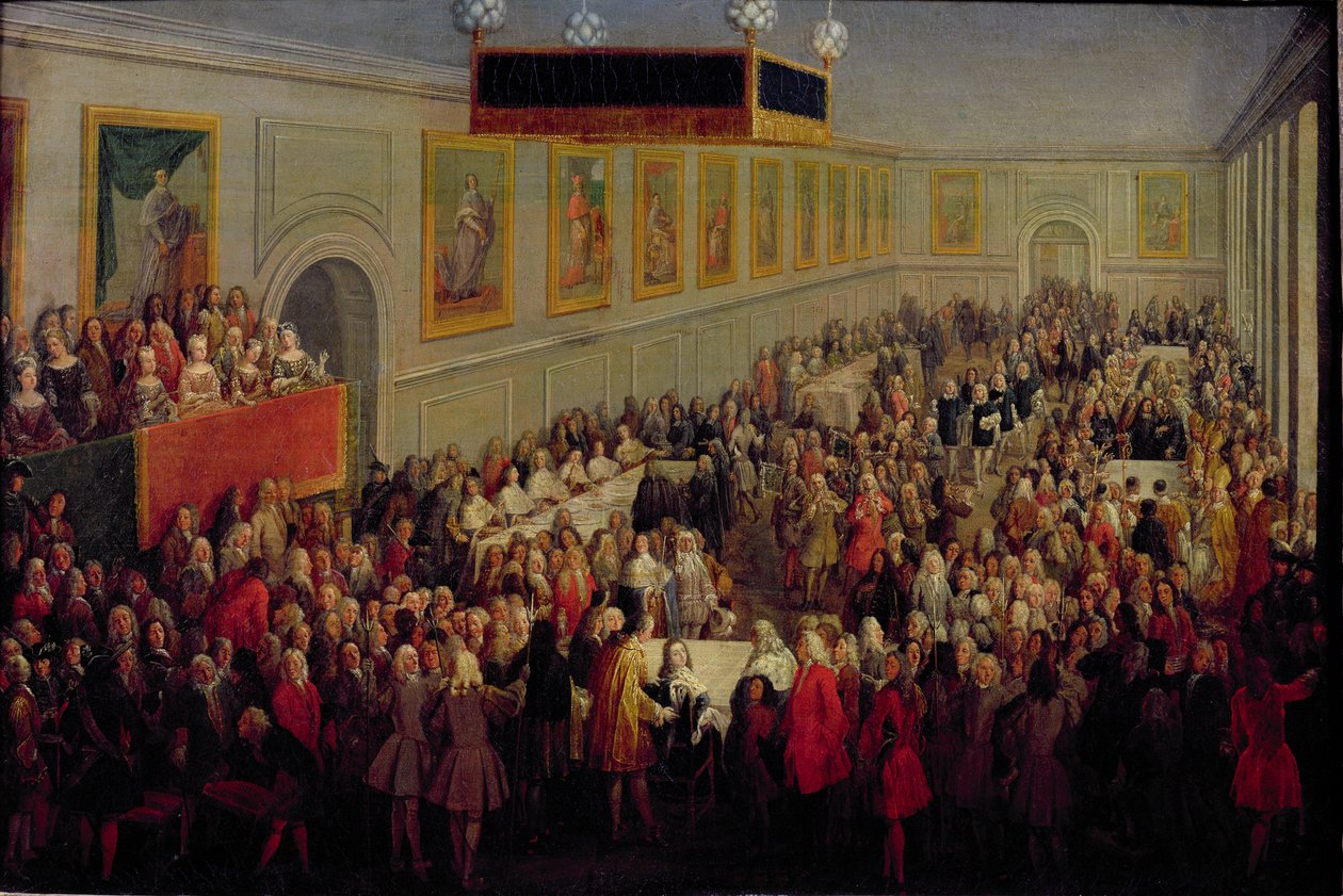 Fest nach der Krönung von Ludwig XV. (1710-74) im Palais Archiepiscopal in Reims, 25. Oktober 1722, 1722 von Pierre Denis Martin