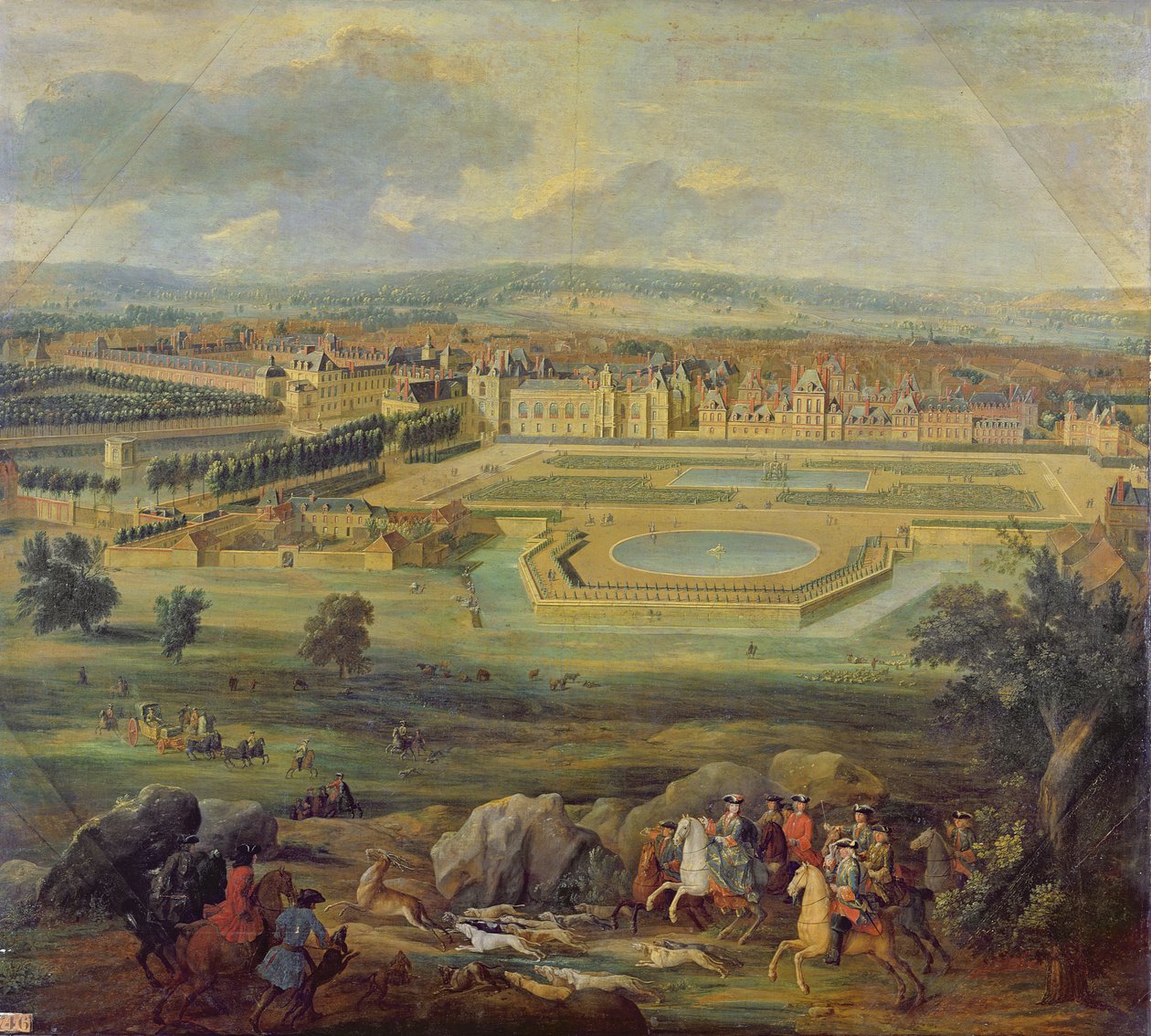 Blick auf den Palast von Fontainebleau vom Parterre des Tiber, 1722 von Pierre Denis Martin