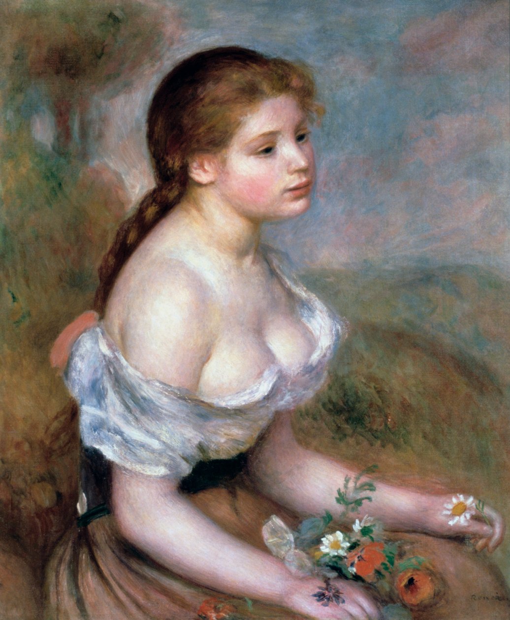 Mädchen mit Blumen, ca. 1900 von Pierre Auguste Renoir