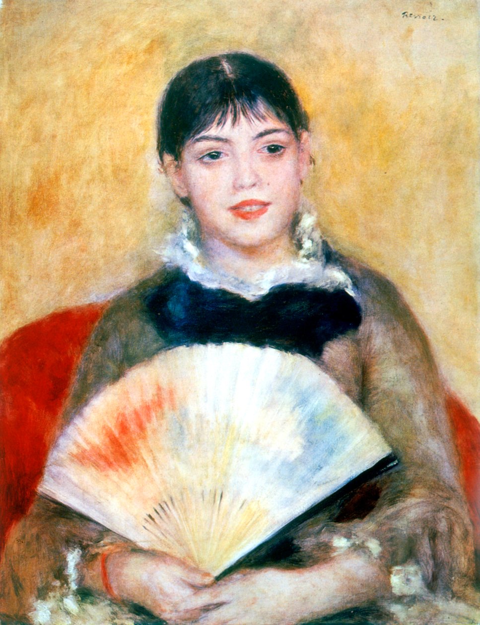 Mädchen mit einem Fächer, 1881 von Pierre Auguste Renoir