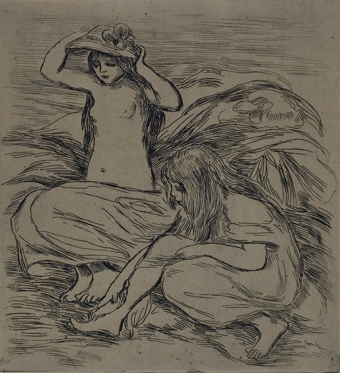 Zwei Frauen beim Baden von Pierre Auguste Renoir