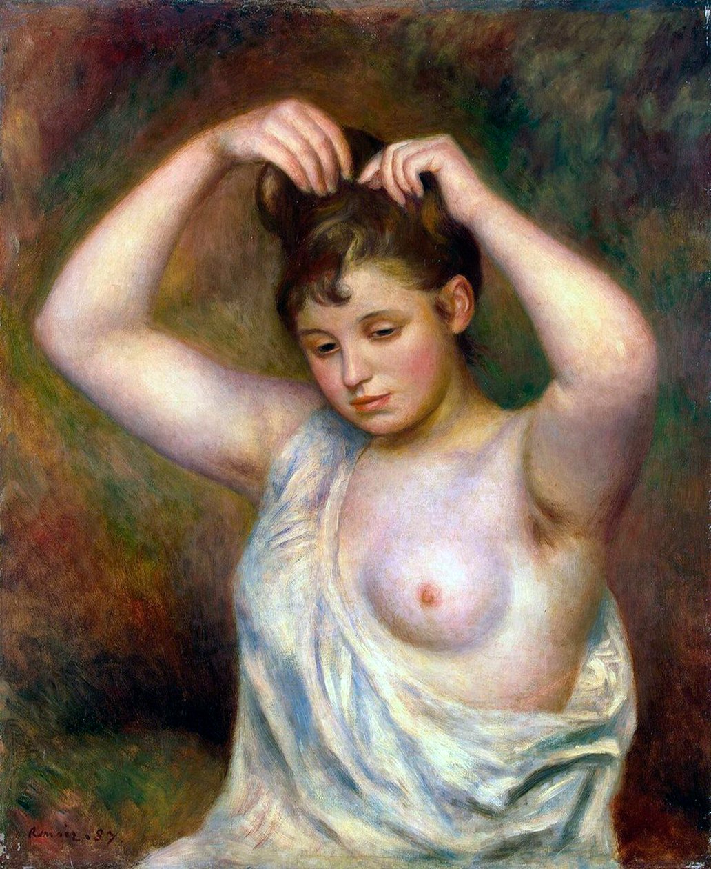 Frau, die ihr Haar richtet, 1887 von Pierre Auguste Renoir