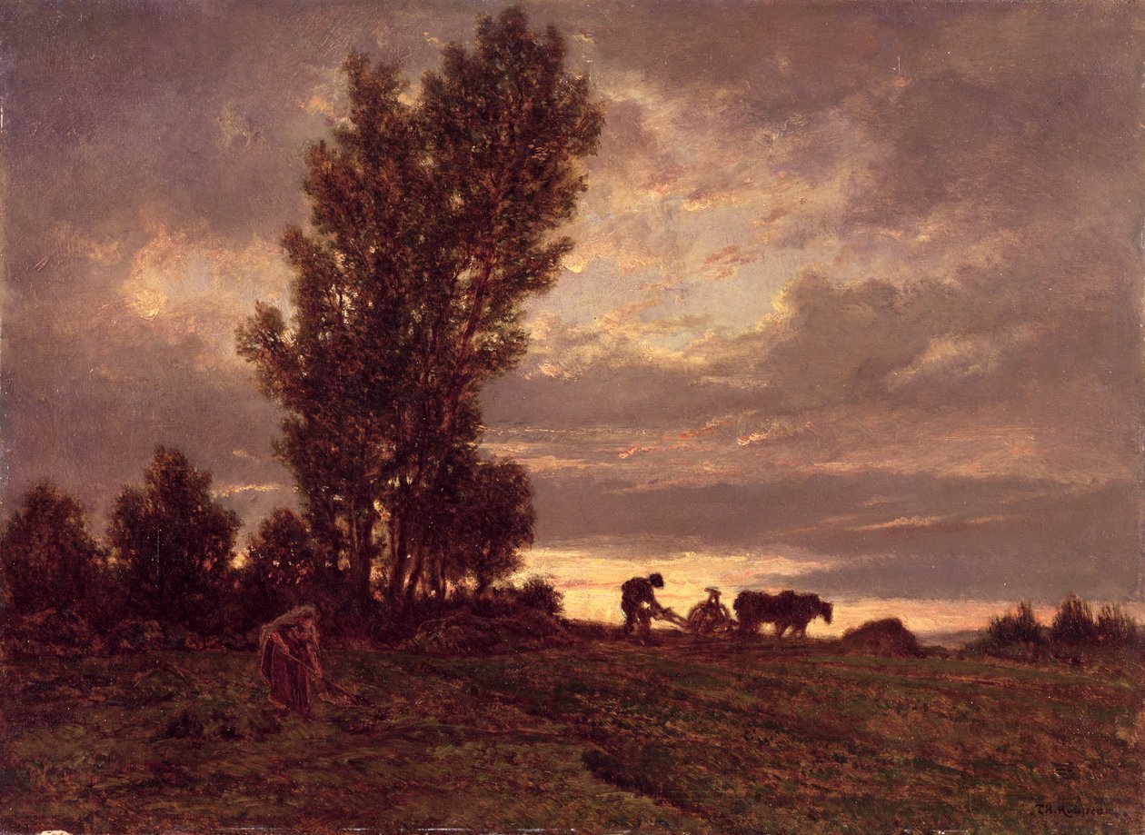 Landschaft mit einem Pflüger von Pierre Etienne Theodore Rousseau