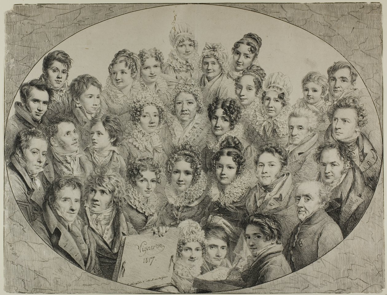 Einunddreißig Porträts in einem Oval von Pierre Roch Vigneron